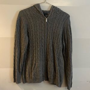 Grey cashmere cable knit hoodie by Enya Mantananie size XL